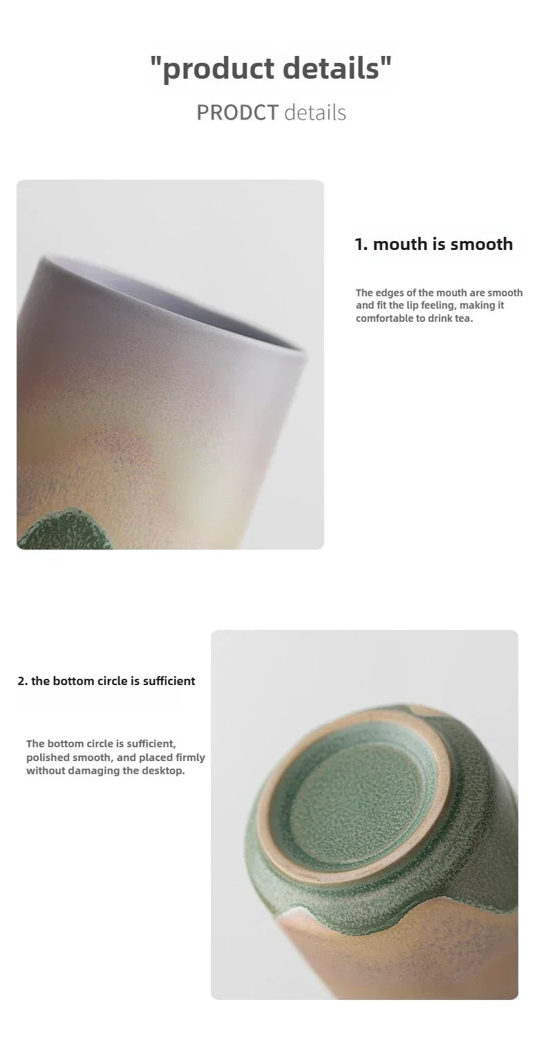 Tazas de café japonesas de gres con gradiente grande | Vajilla elegante