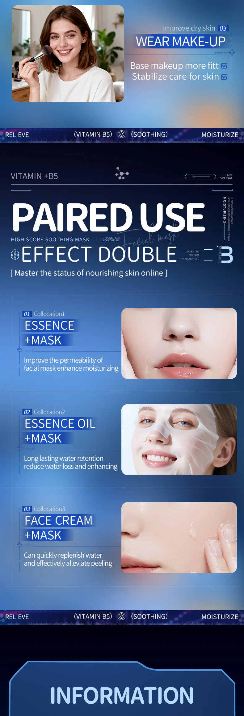 10pcs Vitamin B5 Sheet Mask | Hydrating & Soothing Face Care
