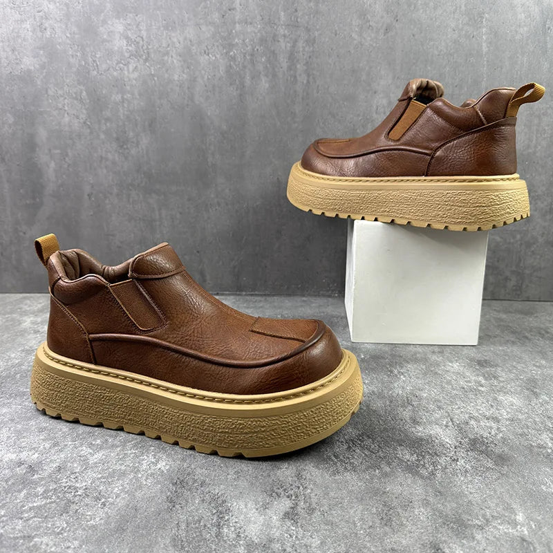 Men's Warm Leather Boots | Trendy Winter Workwear Footwear