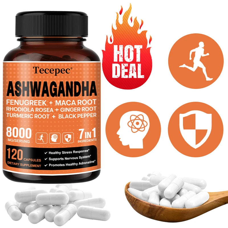 7 in 1 Ashwagandha Supplement for Mood, Strength & Energy Boost
