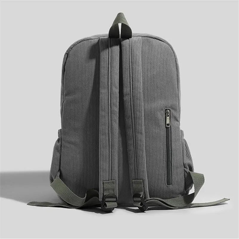 Stylish Neutral Corduroy Backpack | Versatile Large Capacity Daypack