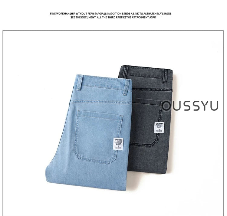 Men's Loose Straight Jeans | Lightweight Casual Pants for Summer