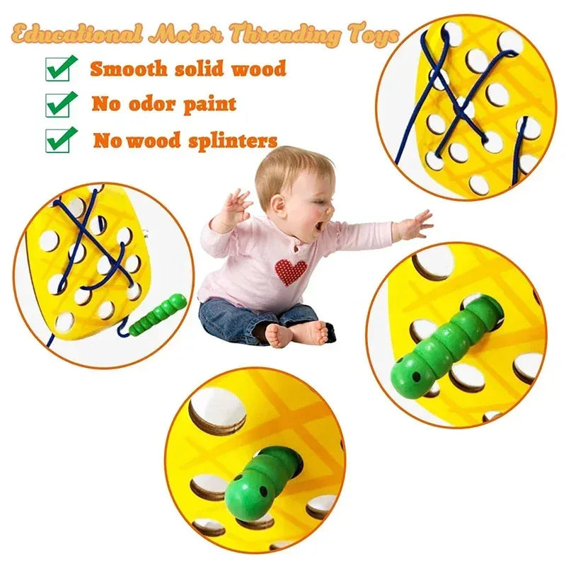 Educational Wooden Lacing Toy | Enhance Fine Motor Skills
