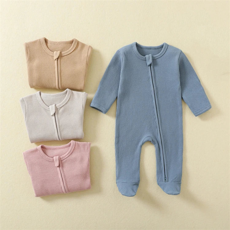 Organic Cotton Baby Rompers | Soft Zipper Footed Infant Pajamas
