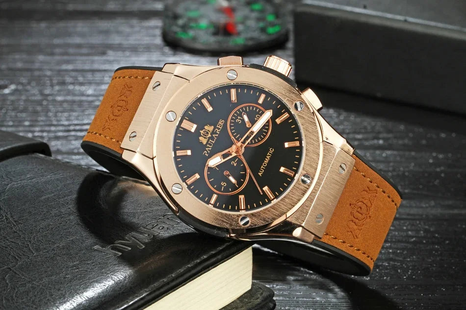 Stylish 45mm Automatic Mechanical Men's Watch | Casual Sports Timepiece