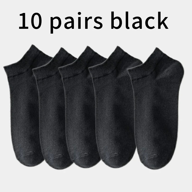 10 Pairs Men’s Cotton Short Socks | Breathable Low-Cut Ankle Socks