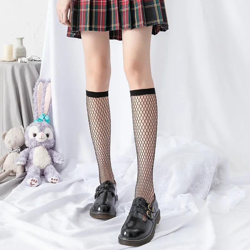 Stylish Mesh Fishnet Stockings for Women | Fashionable Knee Socks