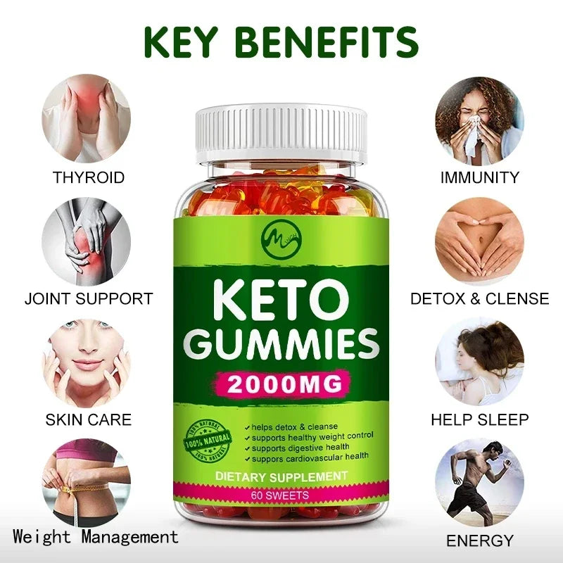 60 Count Keto Gummies for Fat Management | Green Apple Flavor