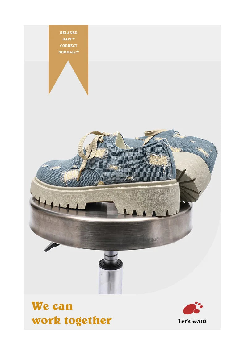 Comfortable Denim Low Top Boots with Thick Sole | Trendy Sneakers