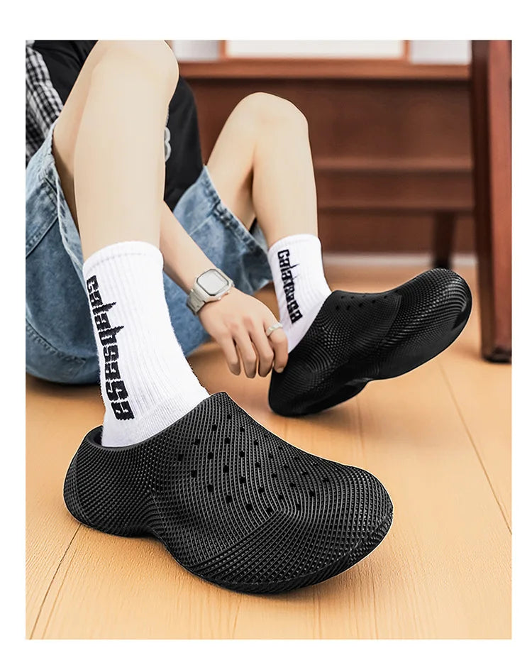 Generic Closed Toe Clogs 3d Printed Thick Sole Non Slip Soft Cushion Casual Summer Outdoor Slippers For Men Women Couple