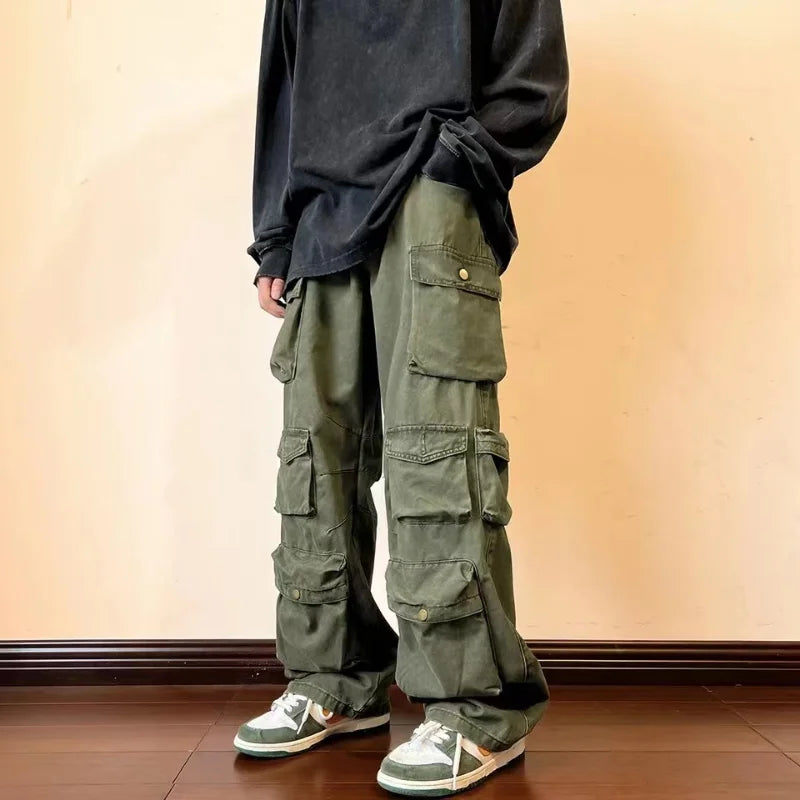 Men's Vintage Loose Wide Leg Cargo Pants | Stylish Streetwear