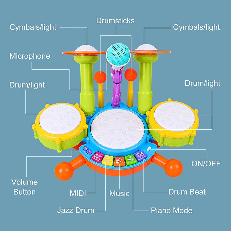 Batería para niños pequeños | Juguetes musicales educativos