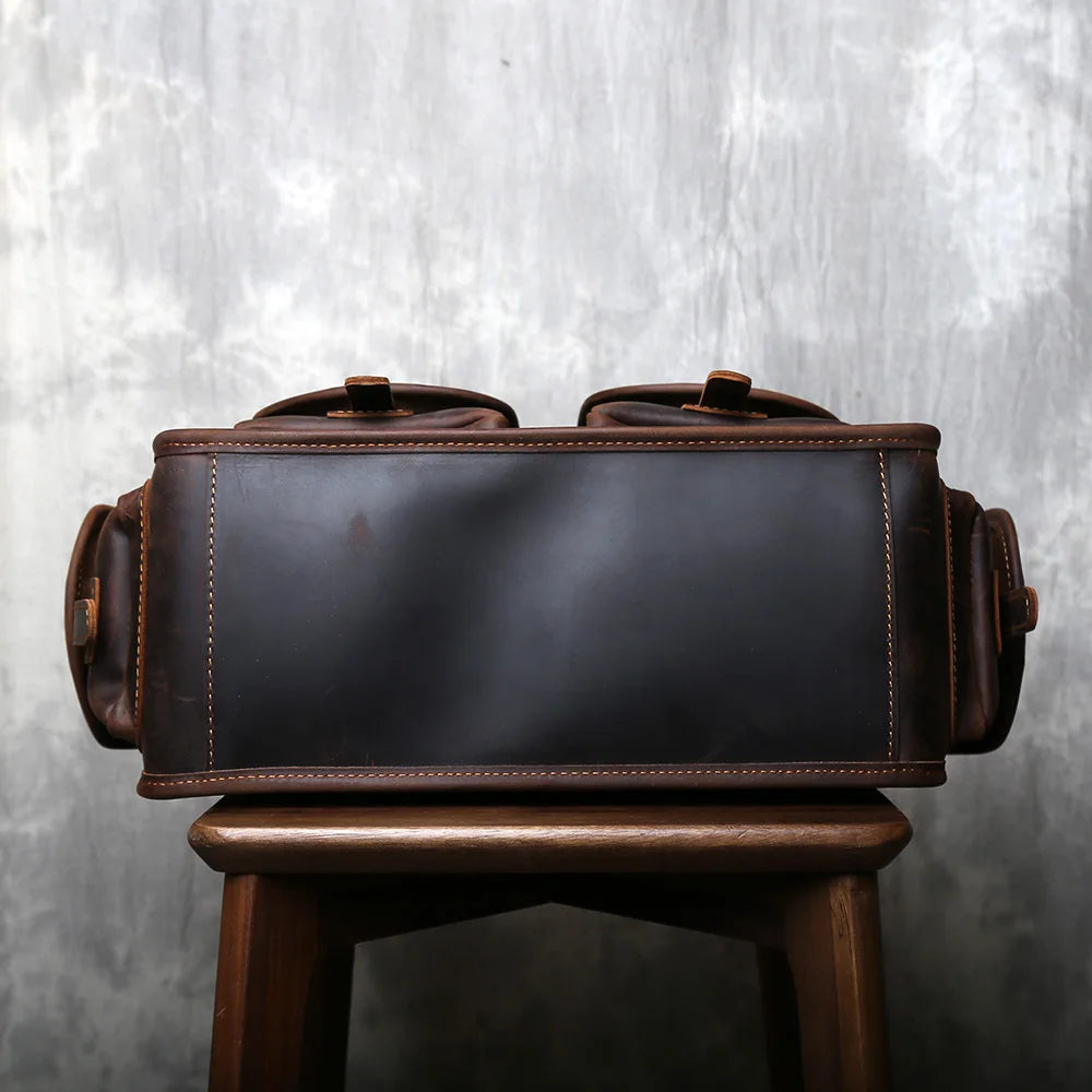Genuine Leather Retro Men's Handbag | Large Capacity Crossbody Bag