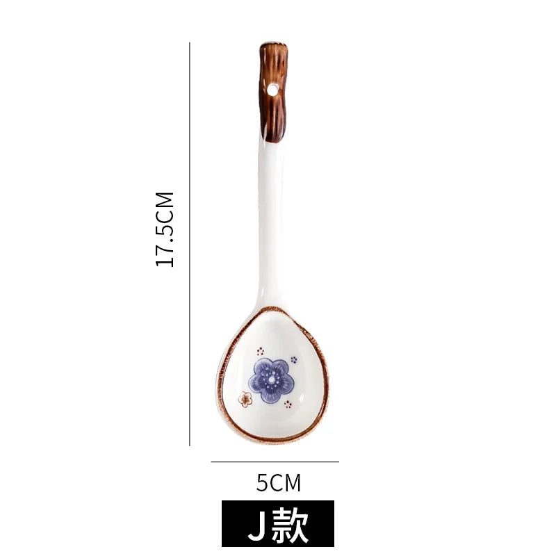 Cuchara de cerámica linda para sopa | Accesorio de cocina estilo japonés Kawaii