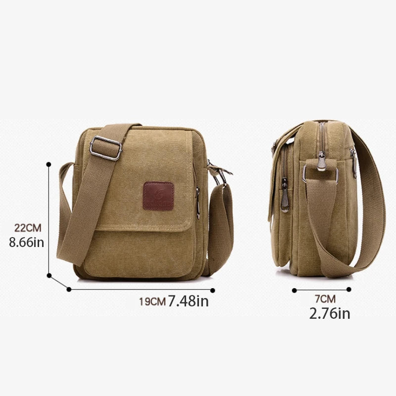 Bolso cruzado informal de lona retro para hombre | Perfecto para ir al trabajo