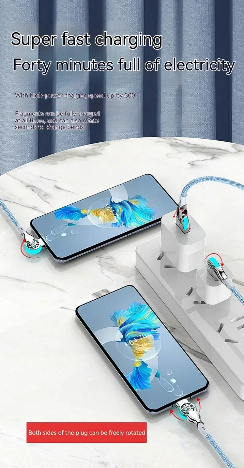 Fast Charge USB A to C Cable | 180 Degree Rotatable Durable Cord