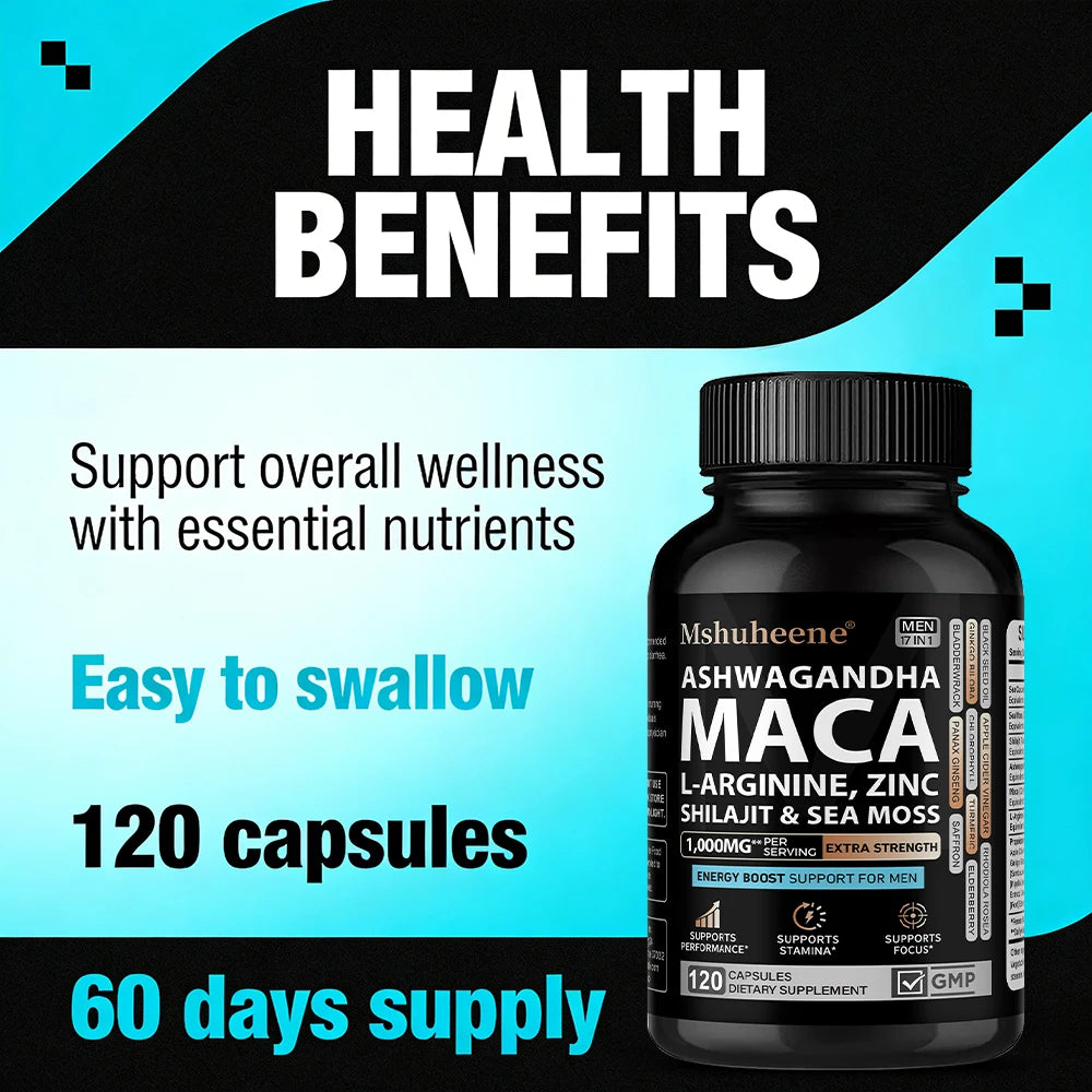 Premium MACA Supplements with Shilajit & Ashwagandha for Vitality