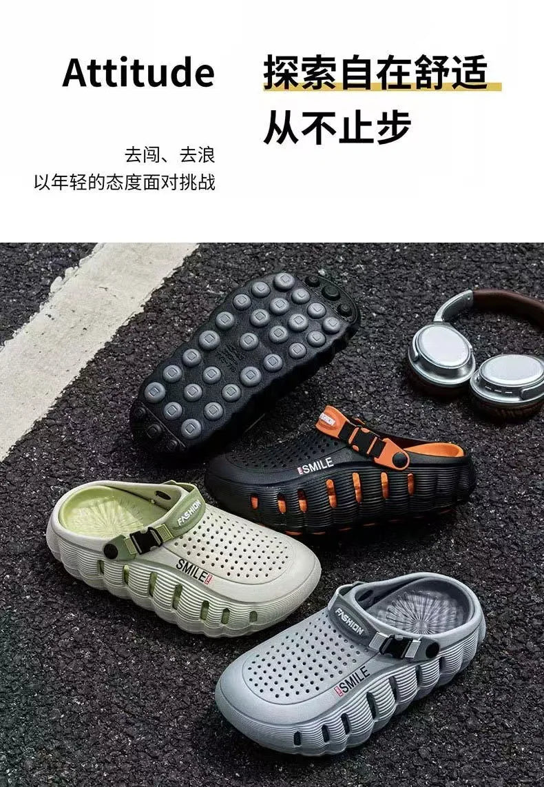 2026 Summer New Cave Shoes Outdoor Non slip Cool Slippers One Step Trendy Thick Bottom Odor proof Beach Shoes