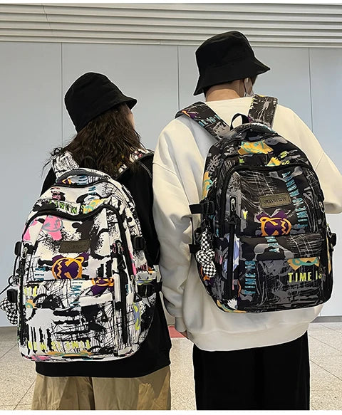 Trendy Personalized Graffiti Japanese Backpack | Large Capacity Book Bag