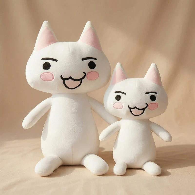 Big Size White Cat Plush Toy | Soft Cuddly Stuffed Anime Doll