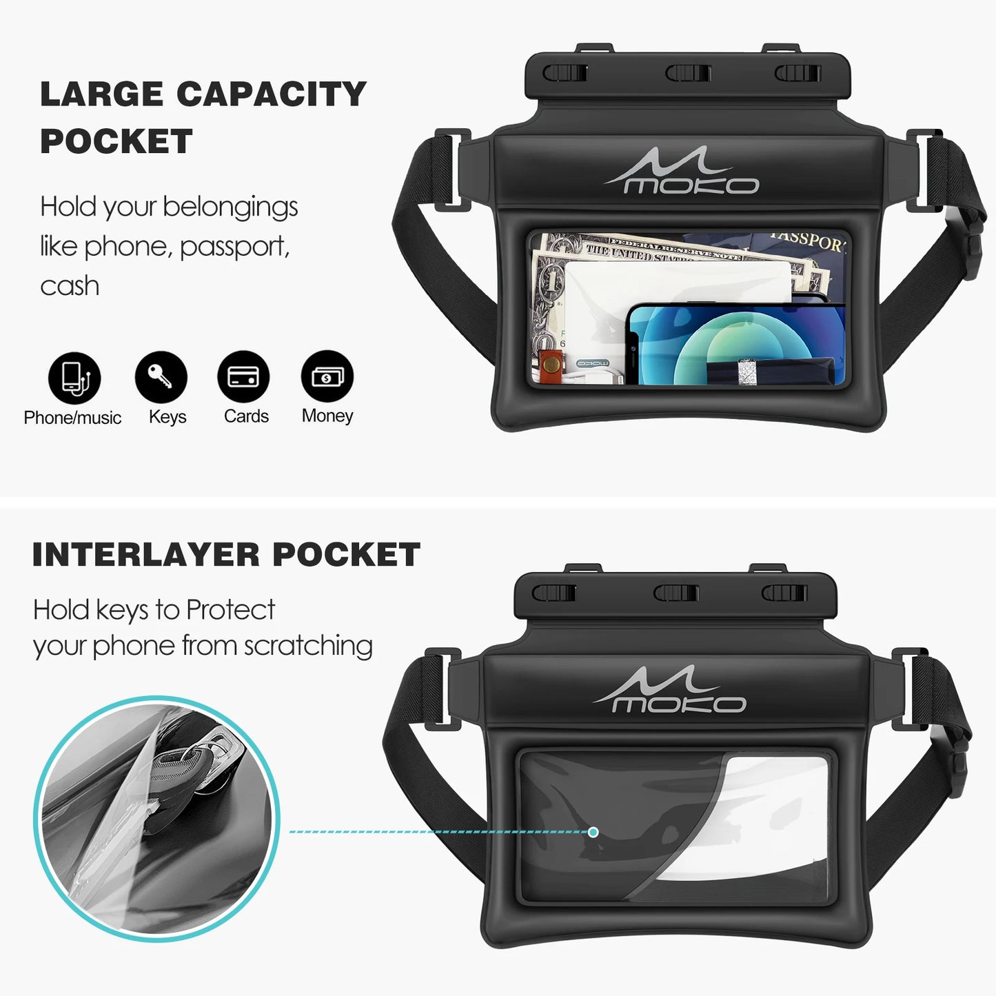 Waterproof Phone Pouch Fanny Pack | Floating Dry Bag for Water Sports
