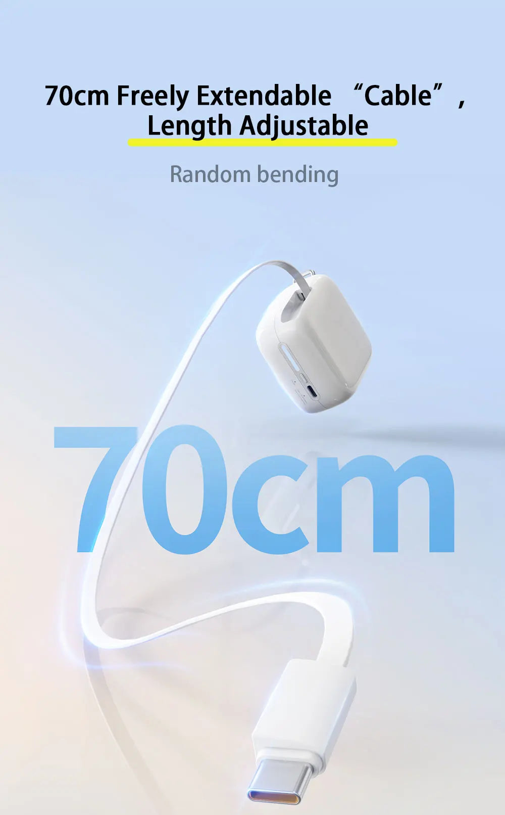 40W Fast Charging Portable 10000mAh Power Bank with Cable