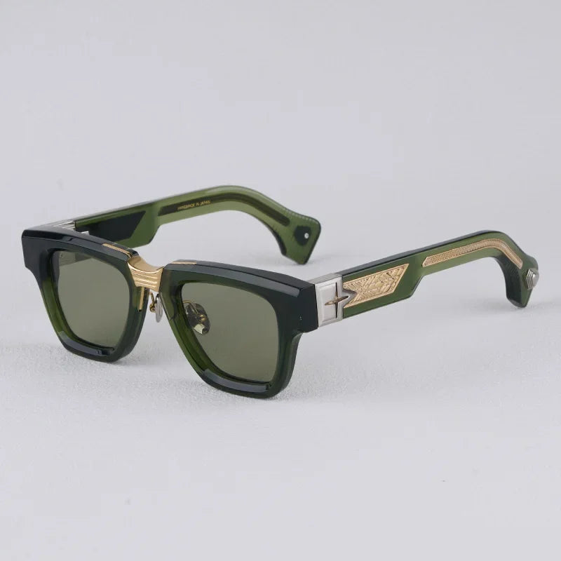 Luxurious Dark Red Thick Frame Sunglasses with Gold Details