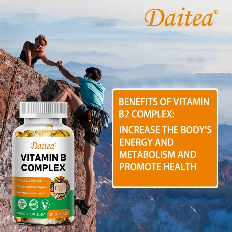 Organic Vitamin B Complex for Energy & Immune Support - 120 Capsules