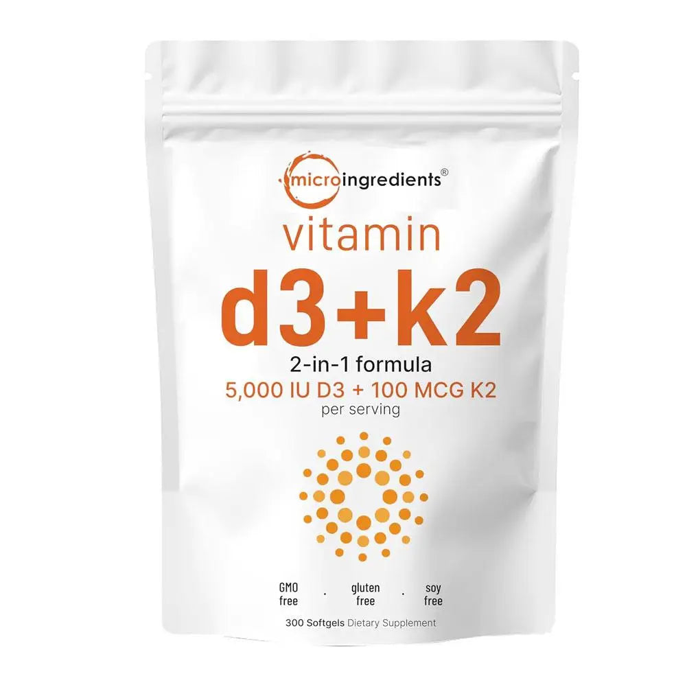 Vitamin D3 K2 Capsules for Immune Support | 300 Vegan Softgels
