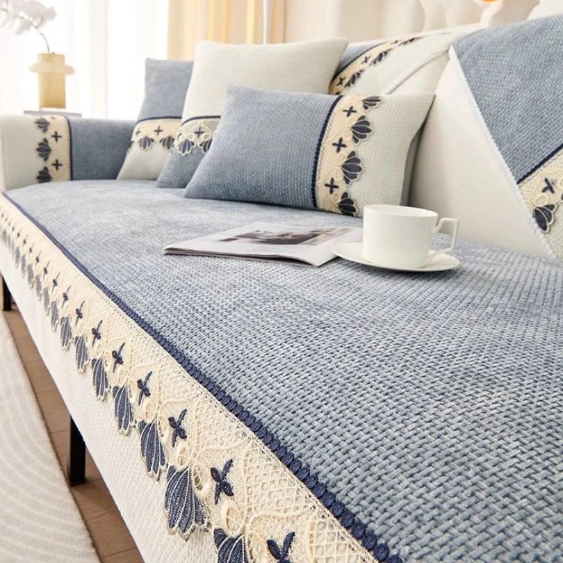 Stylish Lace Sofa Cover | Anti-Slip, Machine Washable, All-Season