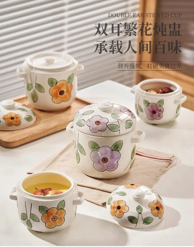 Hand-Painted Ceramic Stew Pot | Versatile Heat-Resistant Cookware