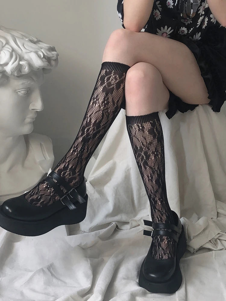 Charming Lace Medium Tube Socks for Women | Cute & Elegant Style