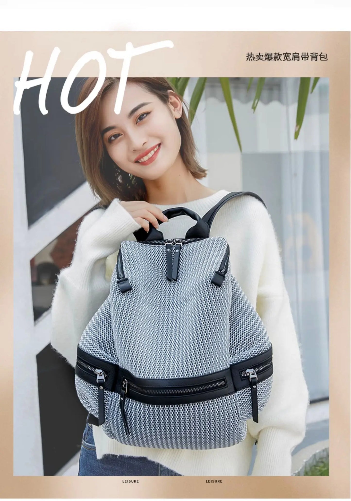 Lightweight Hollow Backpack for Women | Trendy Travel Companion