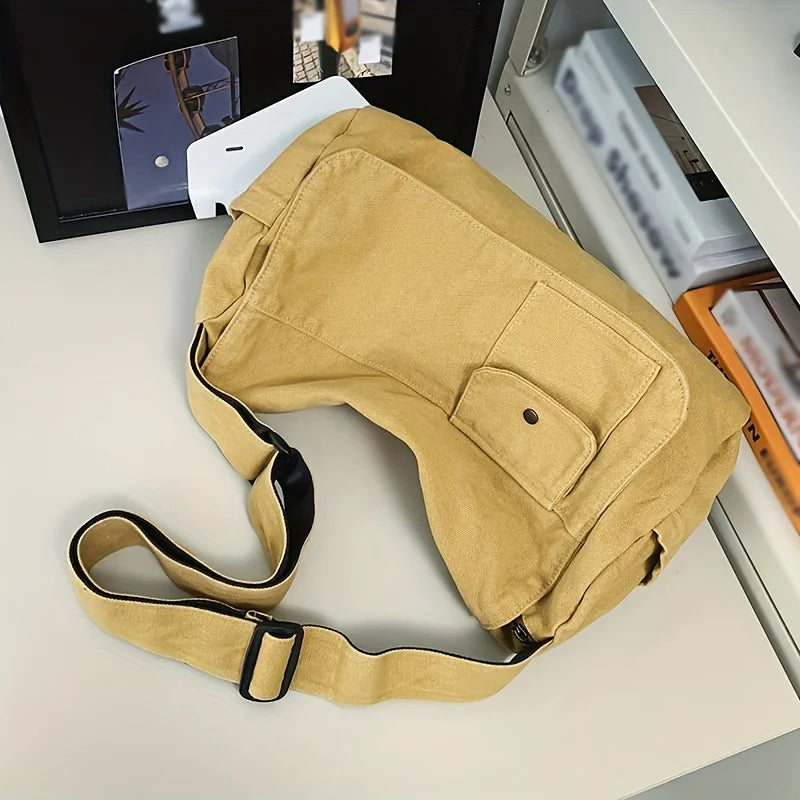 Versatile Canvas Messenger Bag | Large Capacity & Adjustable Design