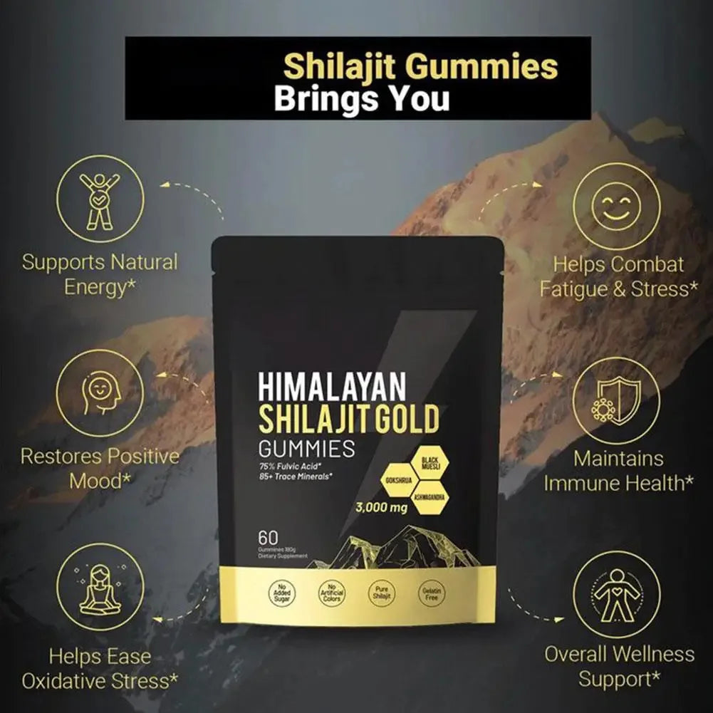 60pcs Himalayan Shilajit Gold Gummies | Boost Immunity & Strength