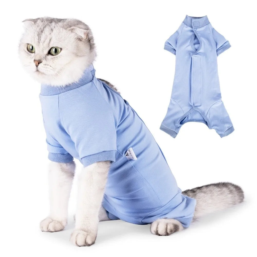 Traje de recuperación ajustable para gatos | Tejido suave para una curación cómoda