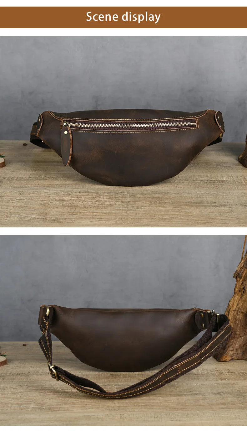 Men's RFID Anti-Theft Genuine Leather Sling Bag | Versatile Travel Pack