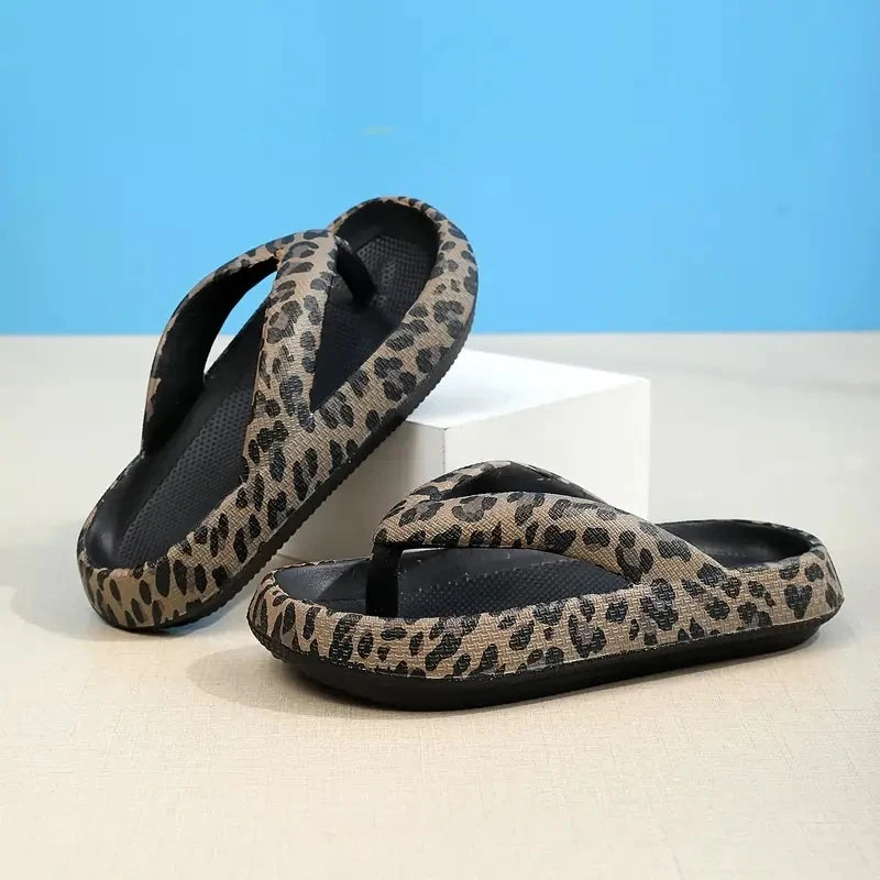 Women's Retro Leopard Print EVA Slides | Comfortable Slip-On Sandals
