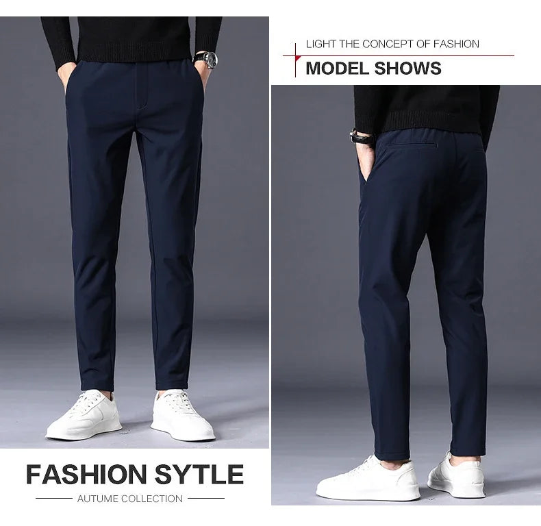 Winter Warm Fleece Men's Business Casual Pants | Stylish Thermal Trousers