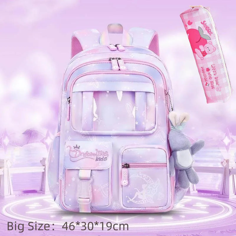 Cute Waterproof Rainbow Backpack for Girls | Spine Support Design