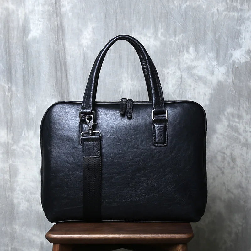 Men's Casual Leather Briefcase | Stylish Business Handbag