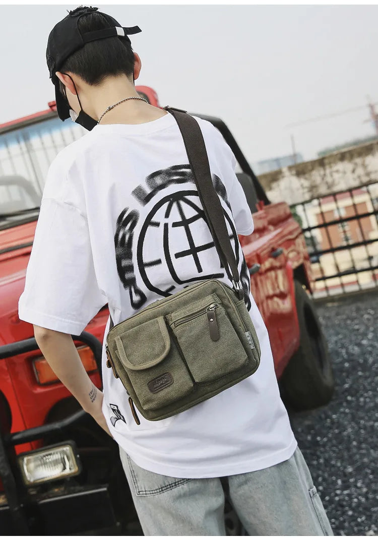 Men's Retro Canvas Shoulder Bag | Stylish Casual Messenger