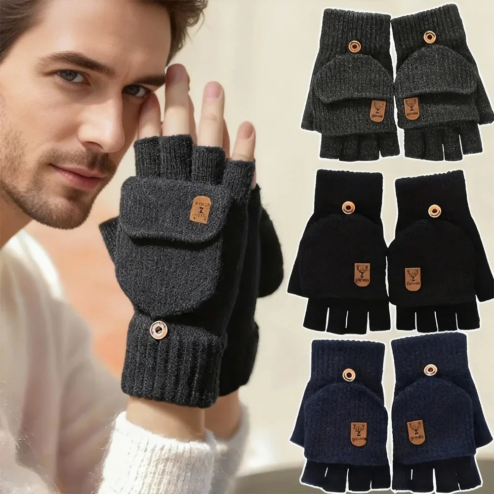 Half Finger Winter Gloves | Convertible Fingerless Mittens for All