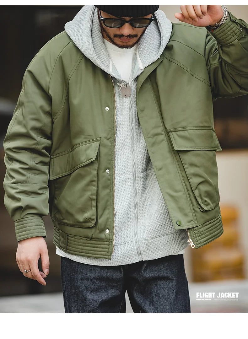 Men's Vintage Pilot Jacket | Thick Warm Cotton Bomber for Winter