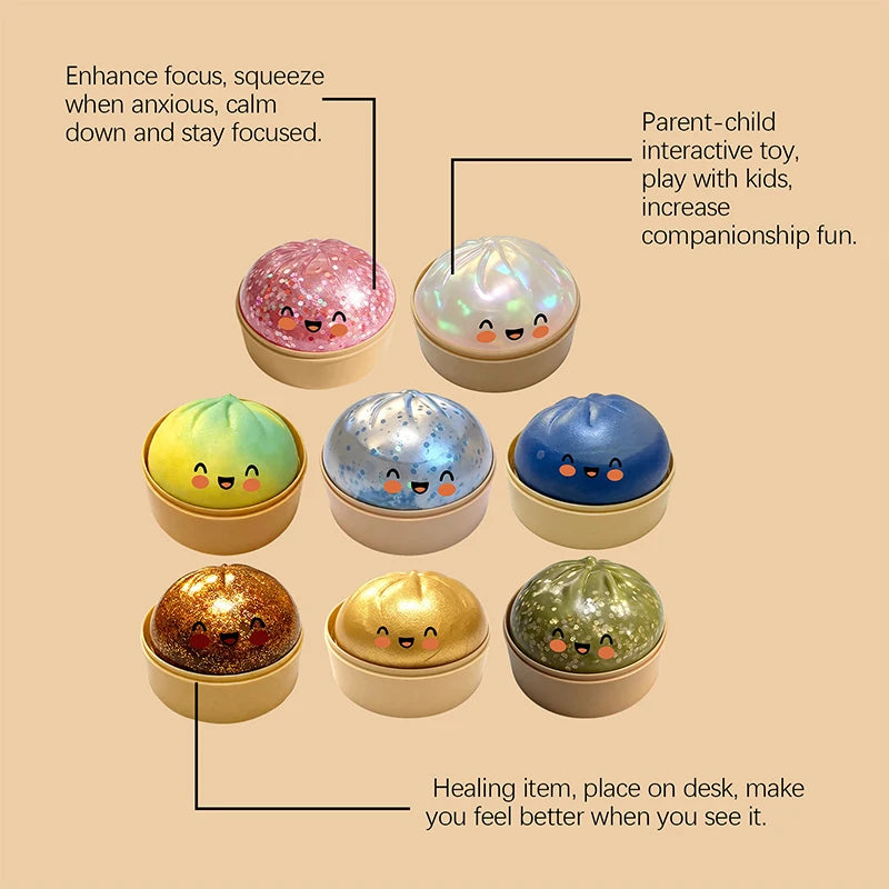 Simulation Flash Dumpling Squishy Stress Ball Slow Rebound Squeeze Decompression Toy for Kids Adults
