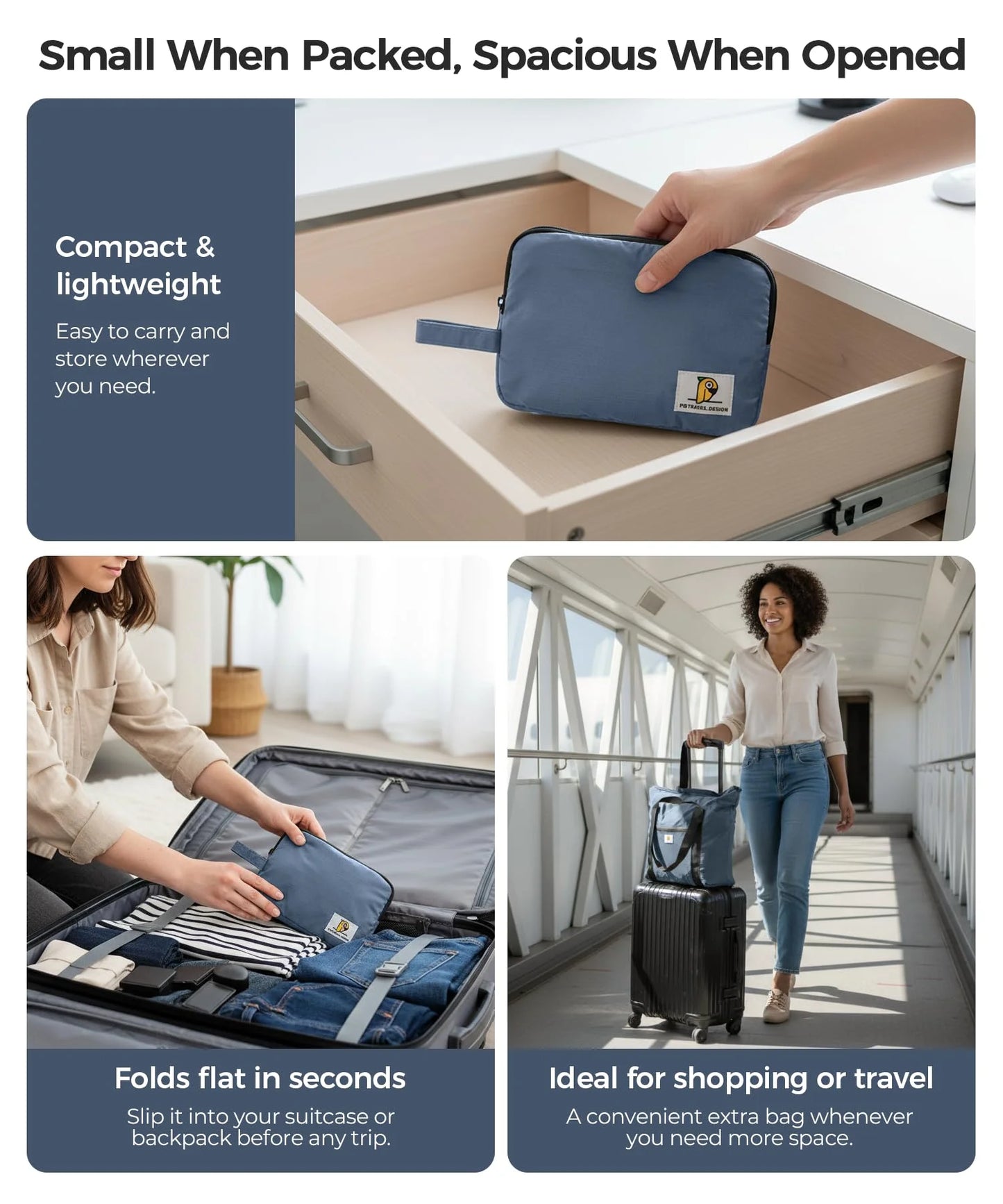 26L Foldable Travel Bag | Lightweight Expandable Weekender Tote