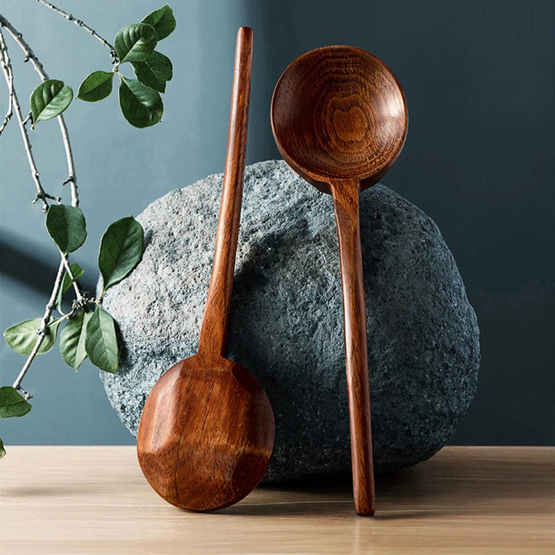 Long Handle Wooden Ramen Spoon | Ideal for Soups & Stews