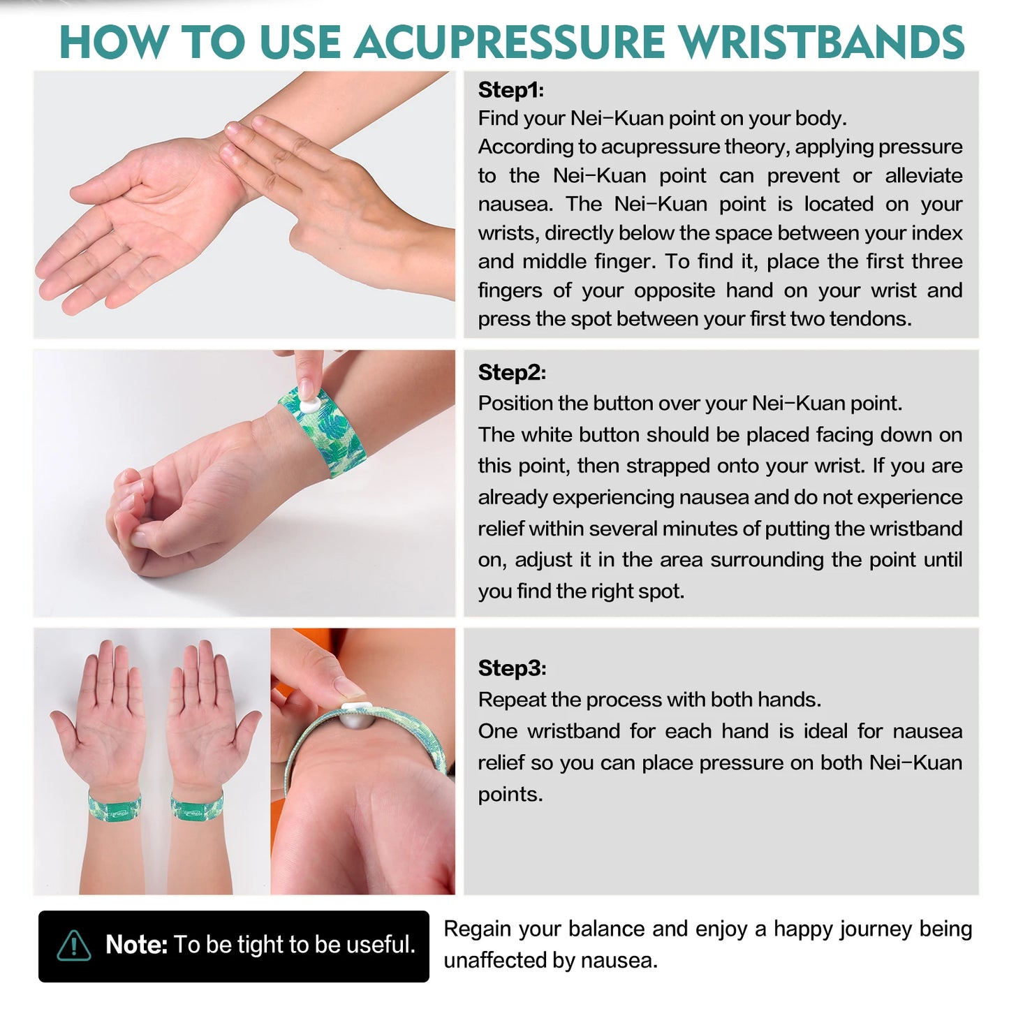Acupressure Wristbands for Motion & Morning Sickness Relief