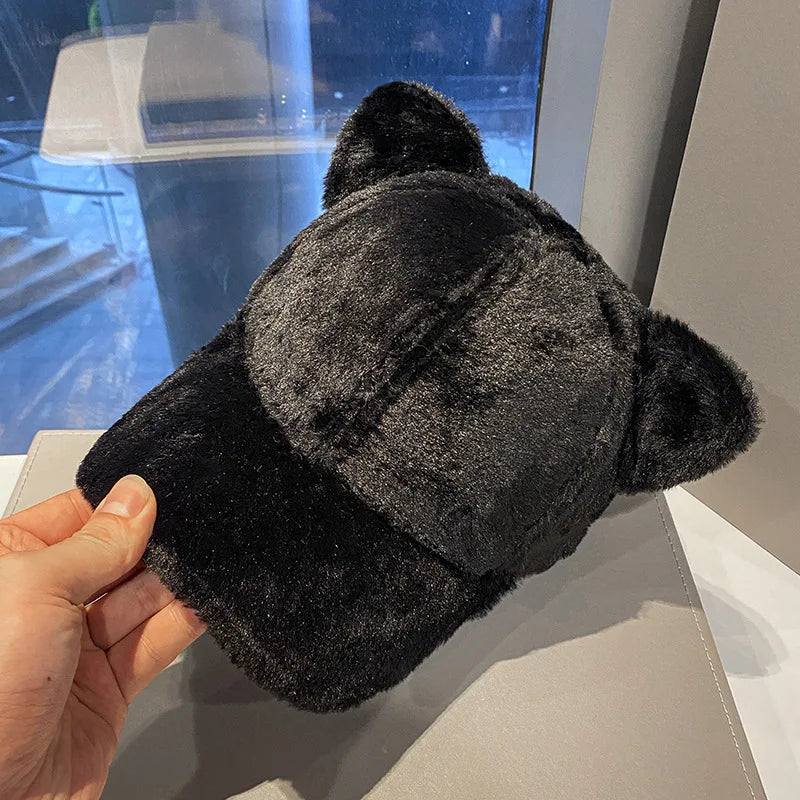 Cozy Winter Baseball Cap | Plush Cartoon Design for Casual Style