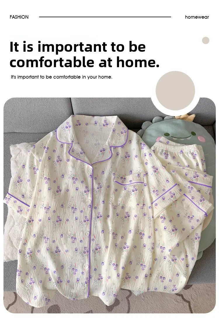 Sweet Floral Homewear Pajamas Set for Women | Comfort & Style